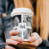 Trendy Collage Familie Foto zwart-wit Initiaal Papieren Bekers