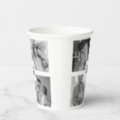 Trendy Collage Familie Foto zwart-wit Initiaal Papieren Bekers (Rechts)
