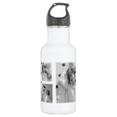 Trendy Collage Familie Foto zwart-wit Initiaal Waterfles (Voorkant)