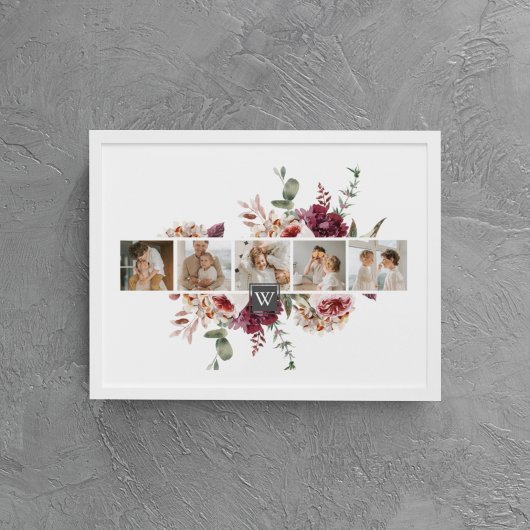 Trendy Collage Family Foto Colorful Flowers Gift Canvas Afdruk