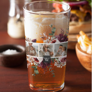 Trendy Collage Family Foto Colorful Flowers Gift Glas