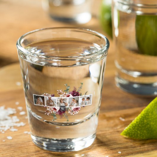 Trendy Collage Family Foto Colorful Flowers Gift Shot Glas