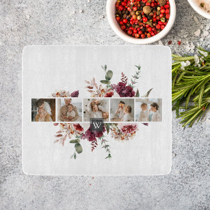Trendy Collage Family Foto Colorful Flowers Gift Snijplank