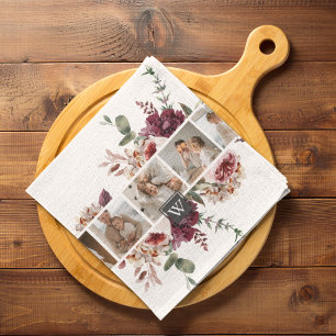Trendy Collage Family Foto Colorful Flowers Gift Theedoek