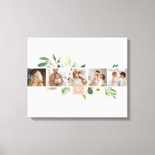 Trendy Collage Family Foto met Flowers Gift Canvas Afdruk (Voorkant)
