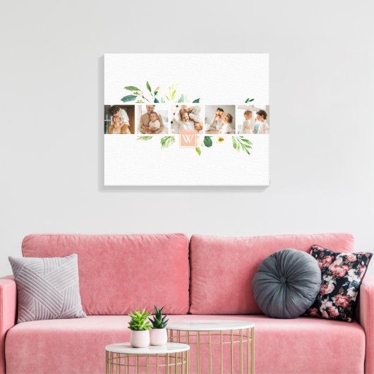 Trendy Collage Family Foto met Flowers Gift Canvas Afdruk (Insitu (Woonkamer))