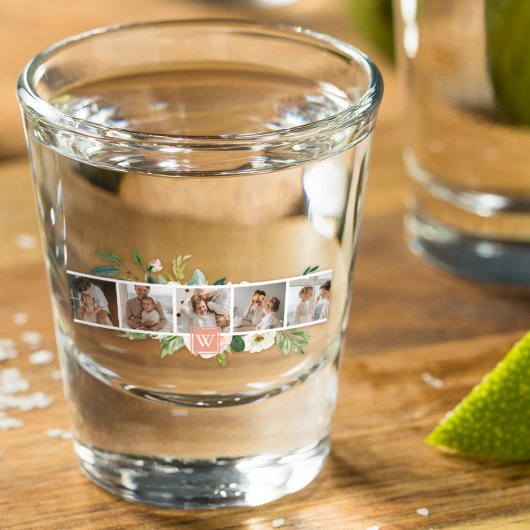 Trendy Collage Family Foto met Flowers Gift Shot Glas