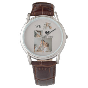 Trendy Collage Foto en we houden van je papa Gift Horloge