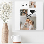 Trendy Collage Foto en we houden van je papa Gift Vierkante Klok<br><div class="desc">Trendy Collage Foto en we houden van je papa Gift</div>