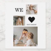 Trendy Collage Foto en we houden van je papa Gift Wijn Etiket (Enkel label)