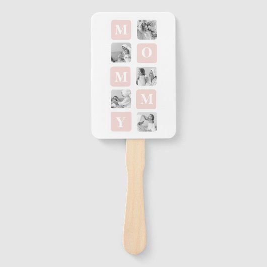 Trendy Collage Foto & Pastel Roze Beste mamedift Handwaaier (Voorkant)