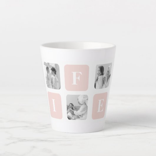 Trendy Collage Foto & Pastel Roze Beste mamedift Latte Mok (Voorkant)