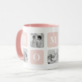 Trendy Collage Foto & Pastel Roze Beste mamedift Mok (Voorkant links)