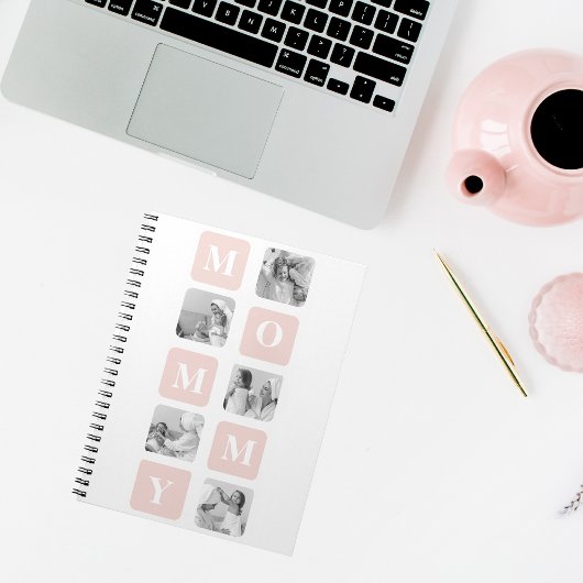 Trendy Collage Foto & Pastel Roze Beste mamedift Notitieboek