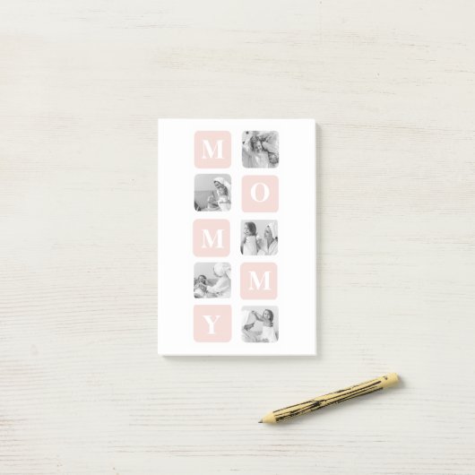 Trendy Collage Foto & Pastel Roze Beste mamedift Post-it® Notes (Op bureau)