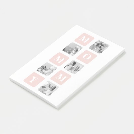 Trendy Collage Foto & Pastel Roze Beste mamedift Post-it® Notes (Schuin)