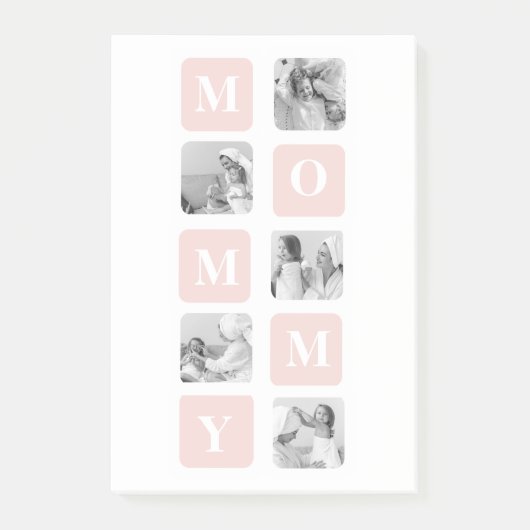 Trendy Collage Foto & Pastel Roze Beste mamedift Post-it® Notes (Voorkant)