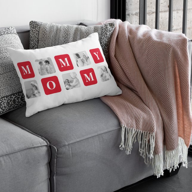 Trendy Collage Foto & Red Best MMammie Gift Kussen (Creator heeft geüpload)