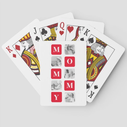 Trendy Collage Foto & Red Best MMammie Gift Pokerkaarten (Achterkant)