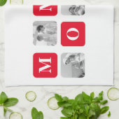 Trendy Collage Foto & Red Best MMammie Gift Theedoek (Gevouwen)