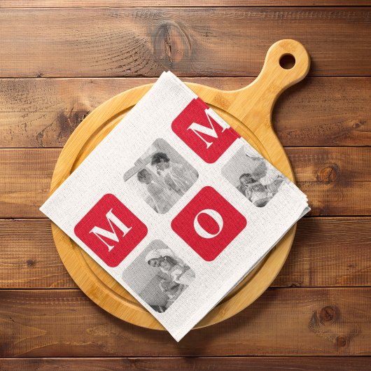 Trendy Collage Foto & Red Best MMammie Gift Theedoek