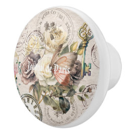 Trendy collage kunstwerk Vintage elegante Parijs Keramische Knop