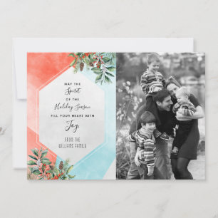 Trendy Color Block Holiday-fotokaart Feestdagenkaart