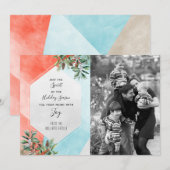 Trendy Color Block Holiday-fotokaart Feestdagenkaart (Voorkant / Achterkant)