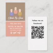 Trendy Colorblock Nail Salon Verticale QR-code Visitekaartje (Voorkant / Achterkant)