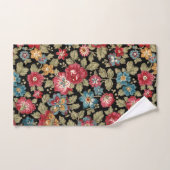 Trendy Colorful Boho Floral-Black Background Bad Handdoek (Handdoek)