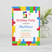 Trendy Colorful Building Blocks 5e verjaardag Kaart (Staand voorkant)