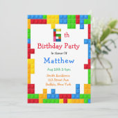 Trendy Colorful Building Blocks 6e verjaardag Kaart (Staand voorkant)