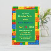Trendy Colorful Building Blocks Birthday Party Kaart (Staand voorkant)