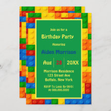 Trendy Colorful Building Blocks Birthday Party