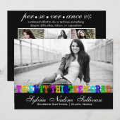 Trendy Colorful Class of 2013 Perseverance Afstude Kaart (Voorkant / Achterkant)