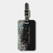 Trendy Colorful Confetti Black Bagagelabel (Voorkant verticaal)