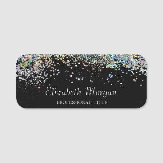 Trendy Colorful Confetti Black Naamplaatje (Voorkant)