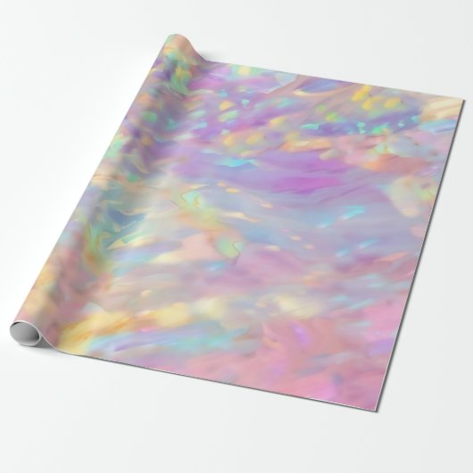 Trendy colorful faux holographic opal cadeaupapier (Uitgerold)