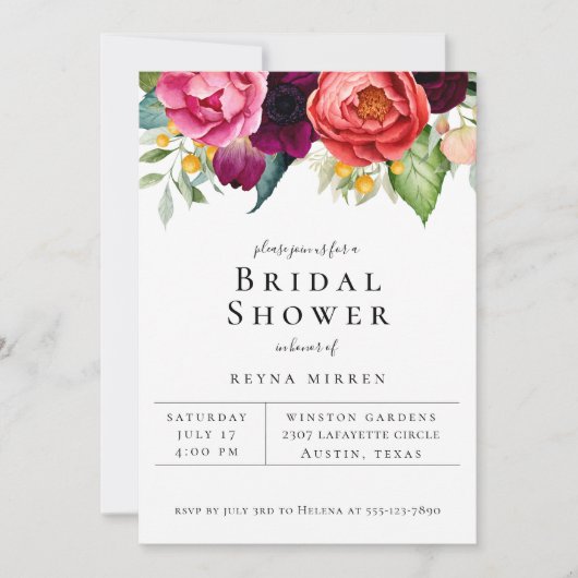 Trendy Colorful Floral Bridal Shower Aankondiging (Voorkant)