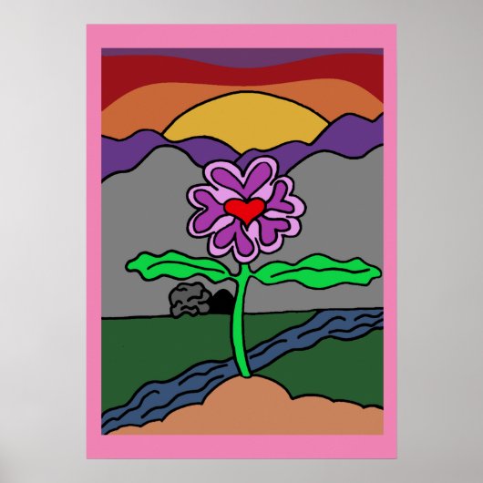 Trendy Colorful Hand Drawn Cartoon Flower Poster (Voorkant)