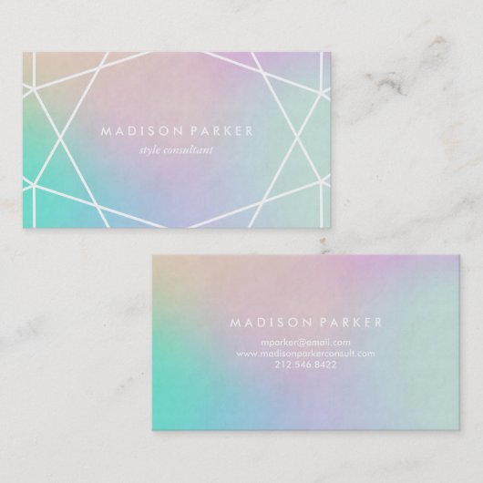 Trendy Colorful Holographic Kijk | Geometrisch Visitekaartje (Voorkant / Achterkant)