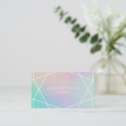 Trendy Colorful Holographic Kijk | Geometrisch Visitekaartje (Staand voorkant)