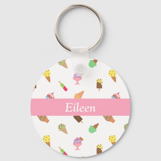 Trendy Colorful Ice Cream Patroonnaam Sleutelhanger (Voorkant)