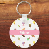 Trendy Colorful Ice Cream Patroonnaam Sleutelhanger (Voorkant)