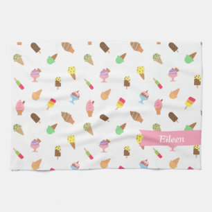 Trendy Colorful Ice Cream Pattern Personalized Theedoek