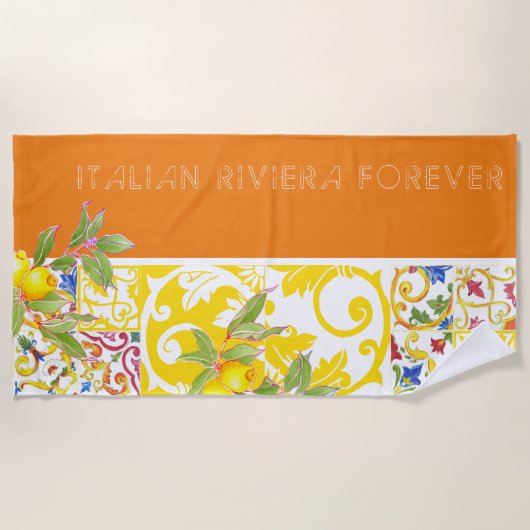 Trendy Colorful Italy Majolica Tegel Strandlaken (Voorkant)