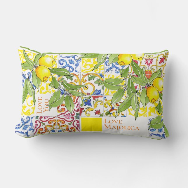 Trendy Colorful Italy Majolica Tegels Kussen (Voorkant)