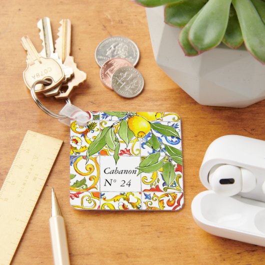 Trendy Colorful Italy Majolica Tegels Sleutelhanger (Bureau)