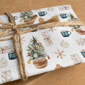 Trendy Colorful Kerstpatroon | WATERVERF Cadeaupapier