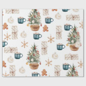 Trendy Colorful Kerstpatroon | WATERVERF Cadeaupapier (Vlak)